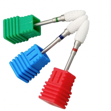 Zestaw 3x frez ceramiczny stal płomień do manicure