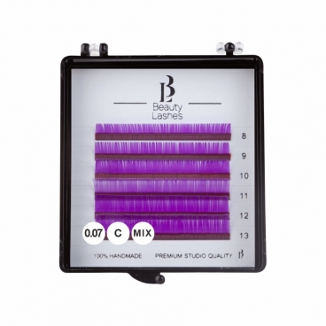 Beauty Lashes rzęsy kolorowe fioletowe C i D mix