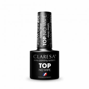 Claresa top no wipe glitter silver 5ml do lakierów hybrydowych