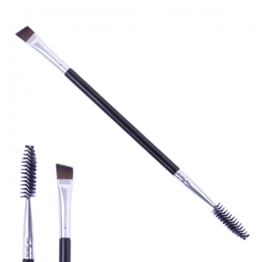 Pędzelek skośny do makijażu brwi ze szczoteczką