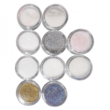 10x pyłek duo II brokat do zdobienia paznokci zestaw