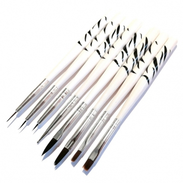 Pędzelki do zdobień żelu zebra 8 szt. zestaw