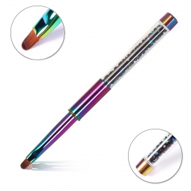 Pędzelek do żelu okrągły *4 rainbow z kryształkami składany