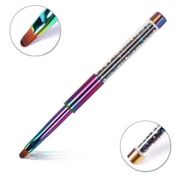 Pędzelek do żelu okrągły *4 rainbow z kryształkami składany