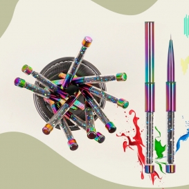 Pędzelek do zdobień 5mm rainbow z kryształkami składany