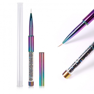 Pędzelek do zdobień 7mm rainbow z kryształkami składany