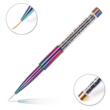 Pędzelek do zdobień 9mm rainbow z kryształkami składany