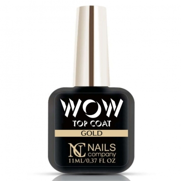Nails Company WOW Top Coat Gold 11ml z płatkami folii