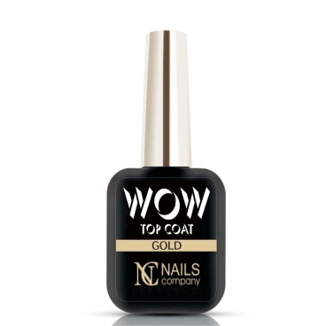 Nails Company WOW Top Coat Gold 6ml z płatkami folii