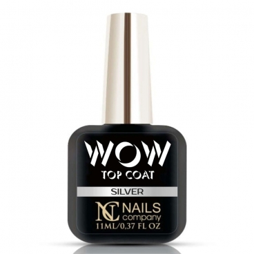 Nails Company WOW Top Coat Silver 11ml z płatkami folii