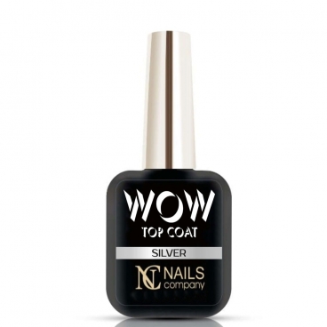 Nails Company WOW Top Coat Silver 6ml z płatkami folii