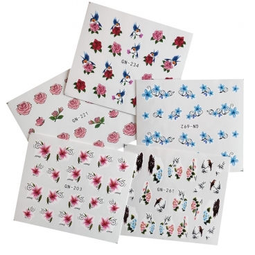 Naklejki wodne do zdobienia paznokci 5 szt. zestaw