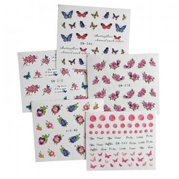 Naklejki wodne do zdobienia paznokci 5 szt. zestaw