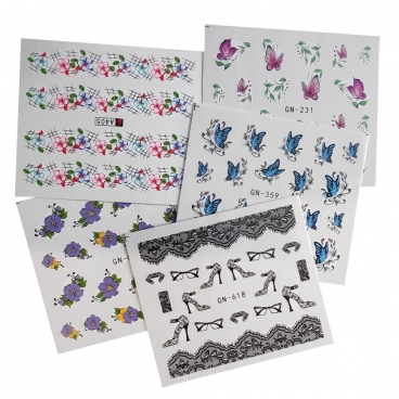 Naklejki wodne do zdobienia paznokci 5 szt. zestaw