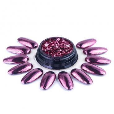 Pyłek do zdobień prisma efekt lustra płatki alu różowy