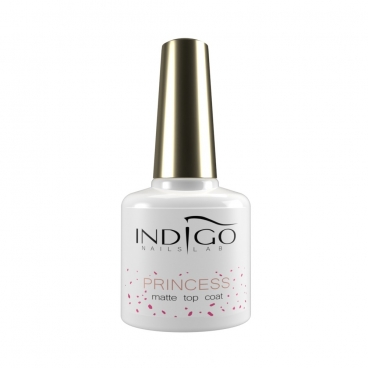 Indigo Princess Matte Top Coat 7ml różowe drobinki
