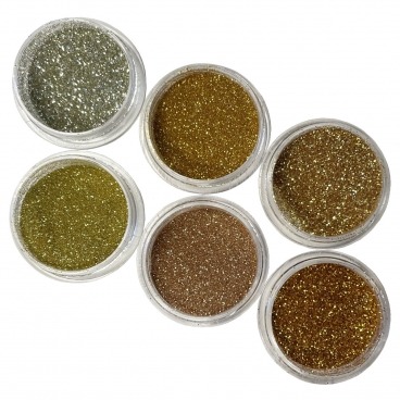 Zestaw pyłków złotych 6 szt. brokat do zdobienia paznokci