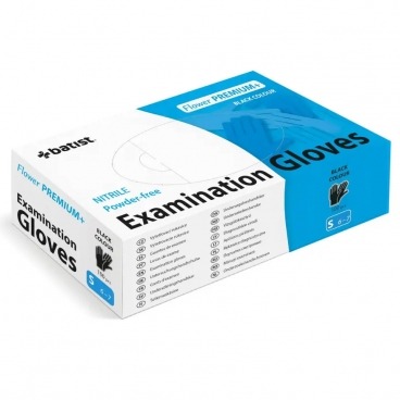 Rękawiczki nitrylowe czarne S 100 szt. Flower PREMIUM+ Batist