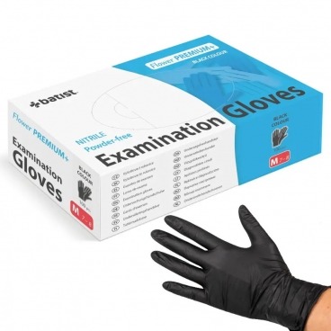 Rękawiczki nitrylowe czarne M 100 szt. Flower PREMIUM+ Batist