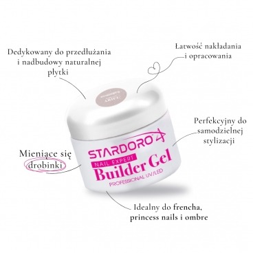 Stardoro Ariel żel budujący różowy z drobinkami 15ml