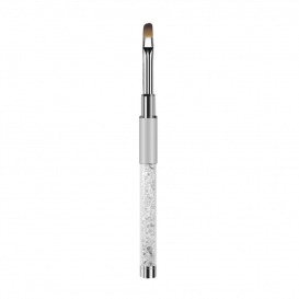 Pędzelek do żelu składany rozm. 4 zaokrąglony kryształki srebrny