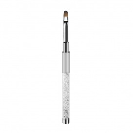 Pędzelek do żelu składany rozm. 8 zaokrąglony kryształki srebrny