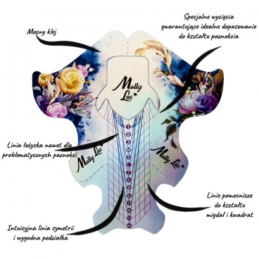 MollyLac szablony formy do przedłużania 100 szt. Kwiaty Holo