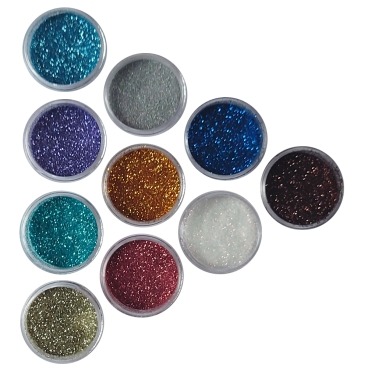 10x pyłek duo no. 3 brokat do zdobienia paznokci zestaw