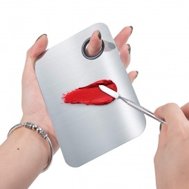 Paletka metalowa do zdobień manicure art + szpatułka