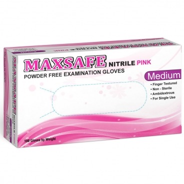 Rękawiczki nitrylowe różowe M 100 szt. Maxsafe