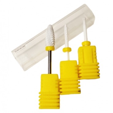 Zestaw 3x frez ceramiczny do paznokci stożek kulka szpic