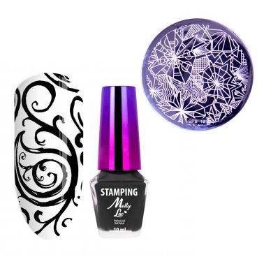 Lakier do stempli wzorów czarny 10ml blaszka gratis MollyLac