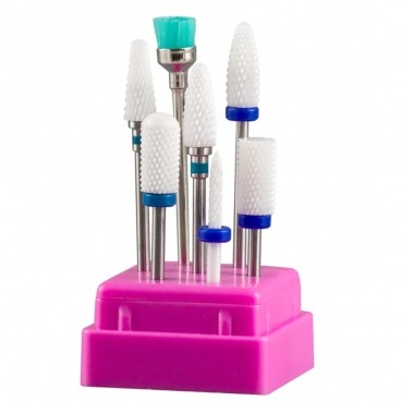 Zestaw frezów 7 szt. ceramiczny szczoteczka etui