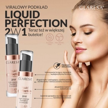 Claresa Liquid Perfection 34g 101 Light korektor i podkład kryjący