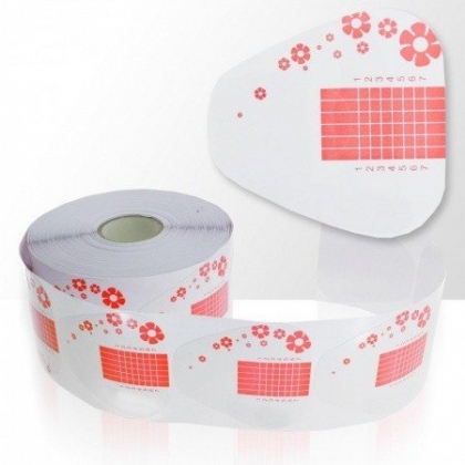 SZABLONY SZEROKIE 100 szt KWIATY RED Formy do Żelu Akrylu 