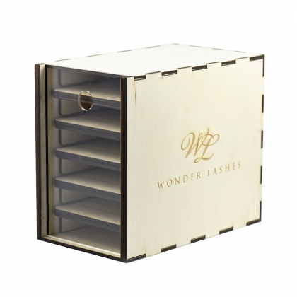 WL Lash Box mały drewniany do rzęs prezenter szkło