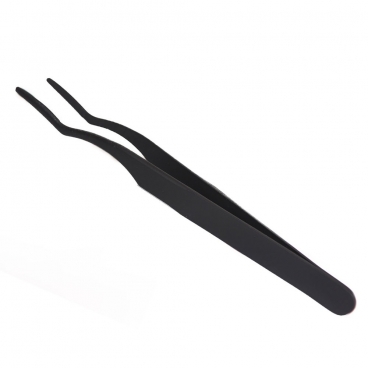 Pęseta do aplikacji rzęs na pasku, kępek Pro Black wyprofilowana